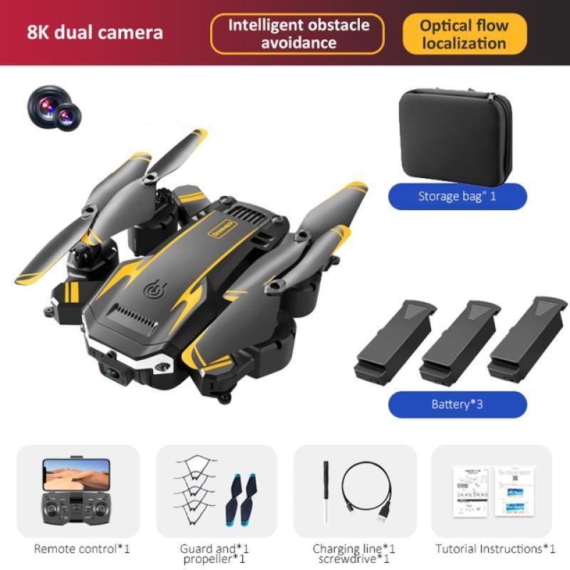 2024 5G GPS Drohne Professionelle 8K HD Luftaufnahmen Hindernisvermeidung Drohne Vierrotor Hubschrauber RC Distanz Yellow-Dual camera-3 B von Joom DACH