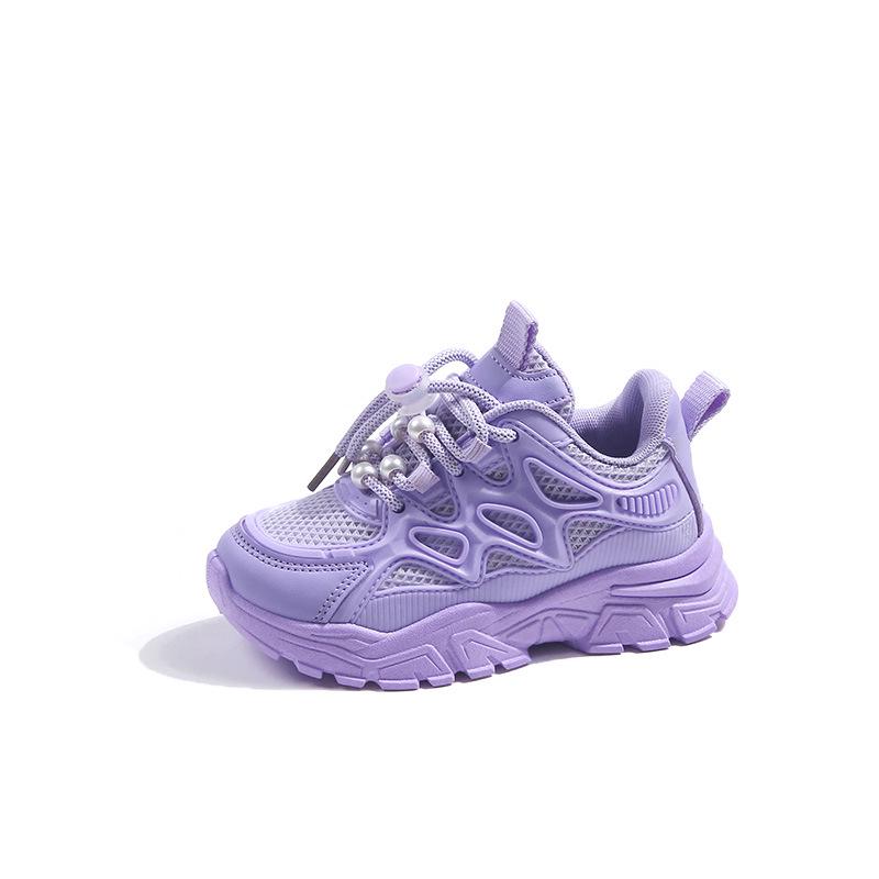 2024 Atmungsaktive weiße Dad-Sneaker für Mädchen – Trendige Sportschuhe für Frühling und Herbst 27 violett von Joom DACH