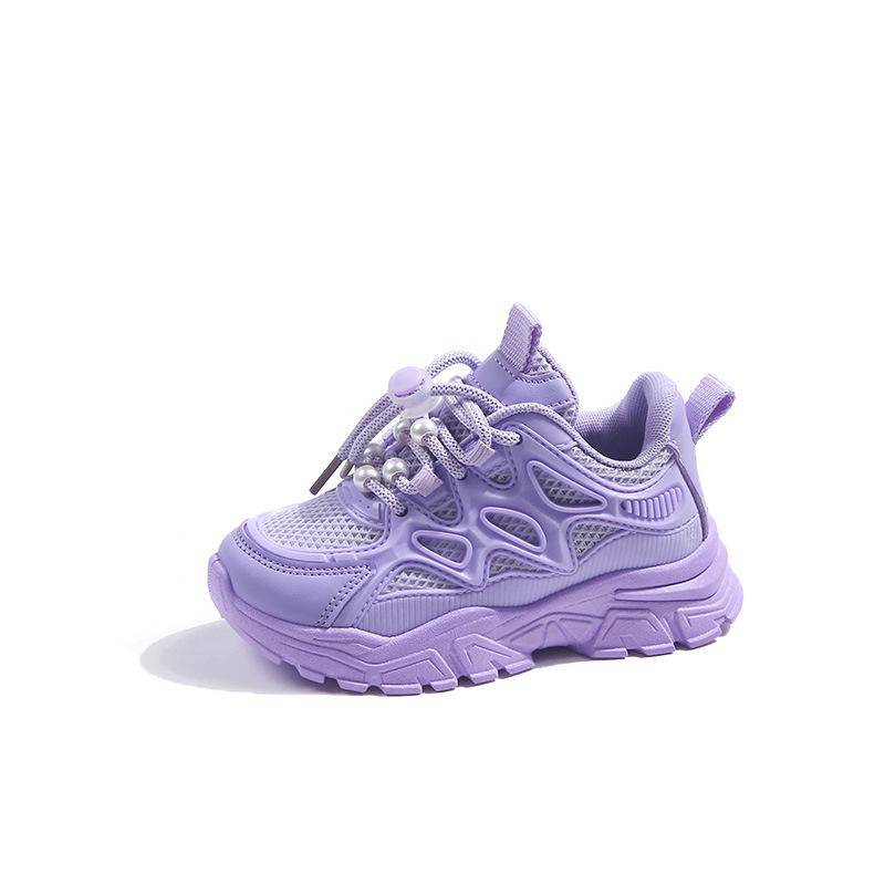 2024 Atmungsaktive weiße Dad-Sneaker für Mädchen – Trendige Sportschuhe für Frühling und Herbst 27 violett von Joom DACH