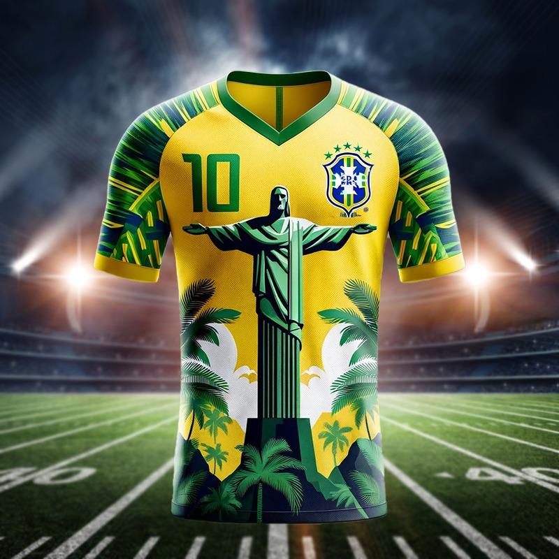 2024 Brasilien Special Edition Fußballtrikot Herren Sommer Outdoor Sportbekleidung Damen Herren Fans T-Shirt Lässiges atmungsaktives Sweatshirt L schwarz von Joom DACH