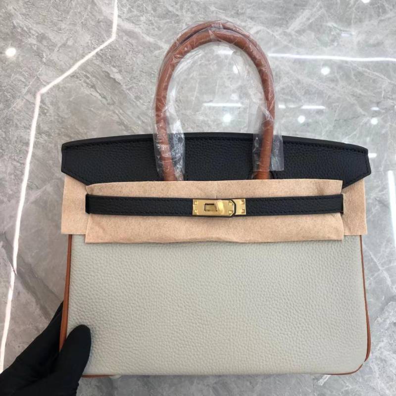 2024 Colorblock Platinum Lychee Grain Rindsleder Schultertasche - Lässige Pendlerhandtasche Small 25cm von Joom DACH
