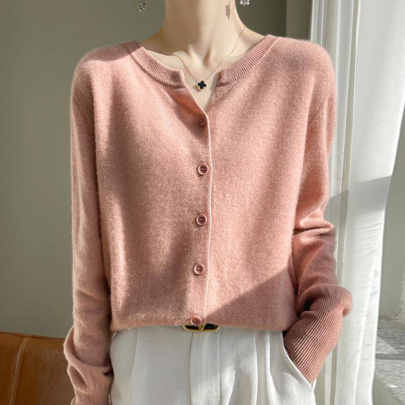 2024 Damen-Cardigan aus Kaschmir mit V-Ausschnitt: Vielseitiger Langarmpullover für Frühling und Herbst XL von Joom DACH