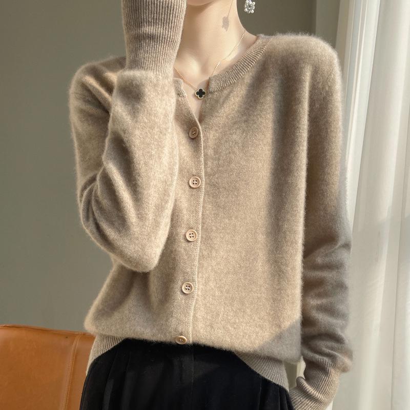 2024 Damen-Cardigan aus Kaschmir mit V-Ausschnitt: Vielseitiger Langarmpullover für Frühling und Herbst XXL von Joom DACH