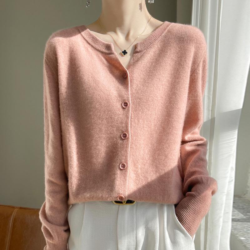 2024 Damen-Cardigan aus Kaschmir mit V-Ausschnitt: Vielseitiger Langarmpullover für Frühling und Herbst XXL von Joom DACH