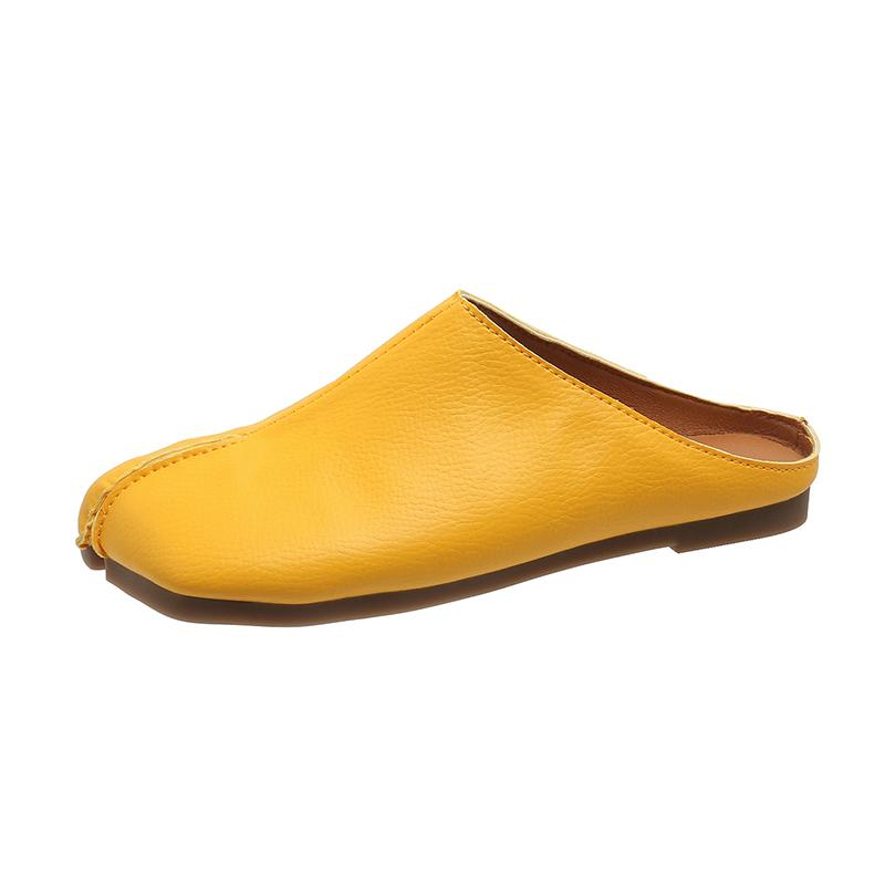 2024 Damen Flache Hausschuhe mit geteilter Zehe, flache Hausschuhe, flache Hausschuhe, Slipper, Pantoletten, geteilte Zehen, Damen-Loafer, lässig, gemütliche, weiche Schuhe, Chaussure Femme 40 gelb von Joom DACH