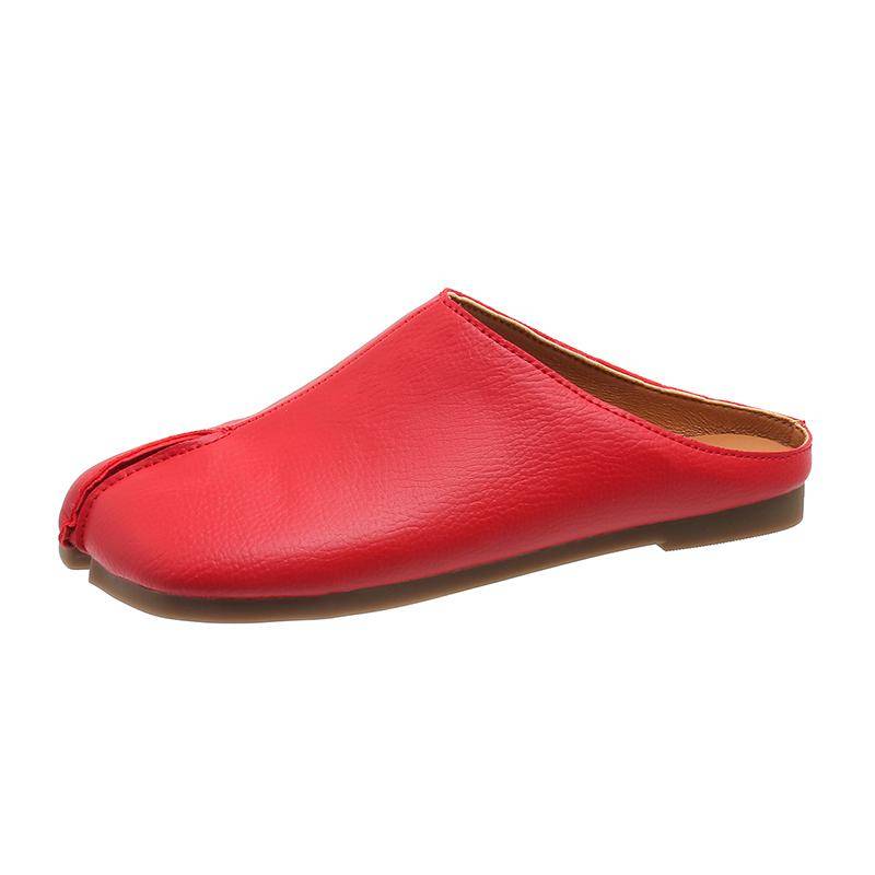 2024 Damen Flache Hausschuhe mit geteilter Zehe, flache Hausschuhe, flache Hausschuhe, Slipper, Pantoletten, geteilte Zehen, Damen-Loafer, lässig, gemütliche, weiche Schuhe, Chaussure Femme 40 rot von Joom DACH