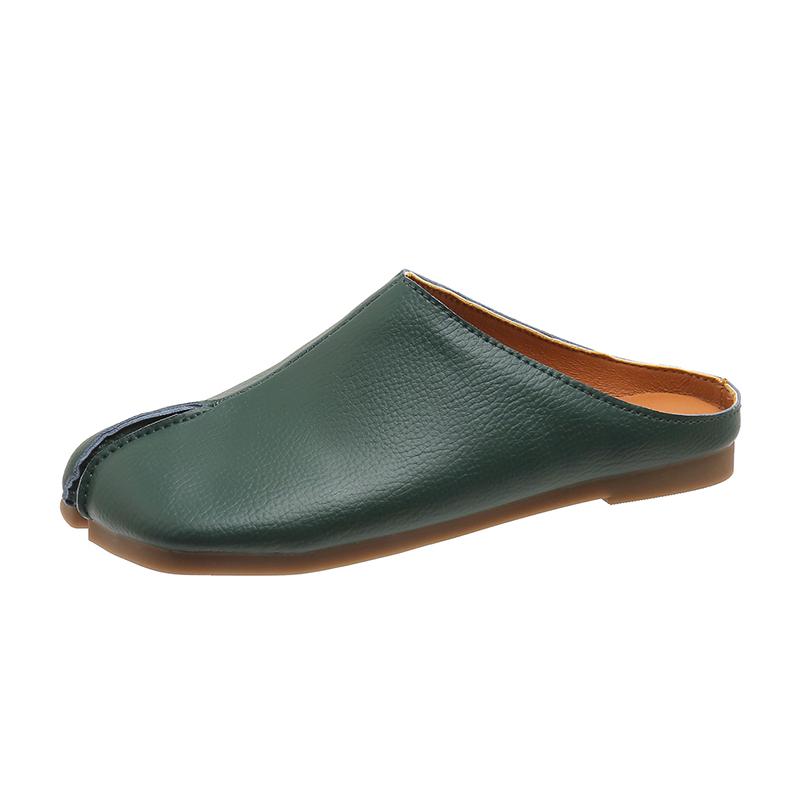 2024 Damen Flache Hausschuhe mit geteilter Zehe, flache Hausschuhe, flache Hausschuhe, Slipper, Pantoletten, geteilte Zehen, Damen-Loafer, lässig, gemütliche, weiche Schuhe, Chaussure Femme 40 grün von Joom DACH