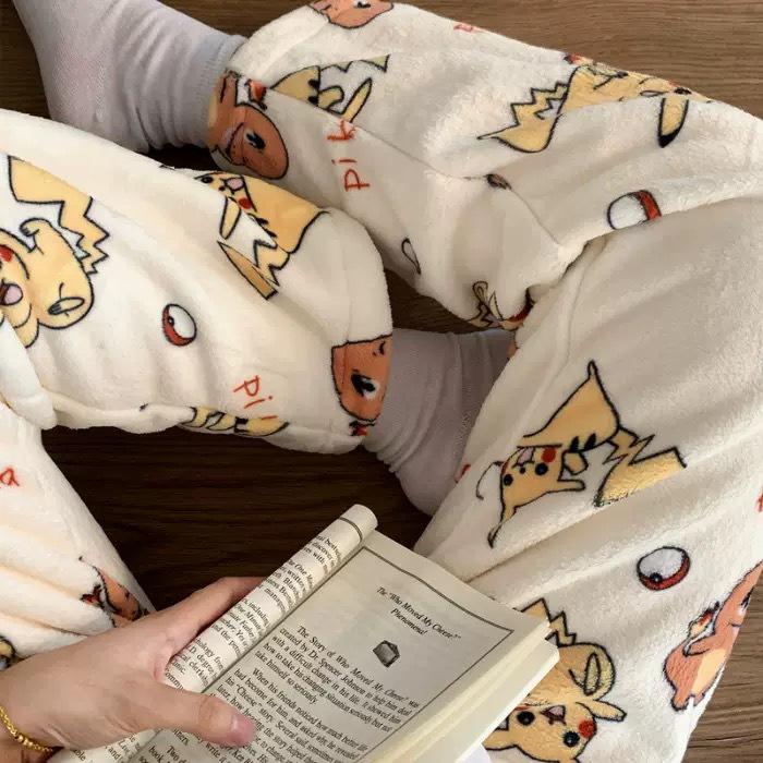 2024 Damen Flanell Pyjamas: Kuschelige Korallenfleece- & Samt-Homewear-Hose für Herbst/Winter M von Joom DACH