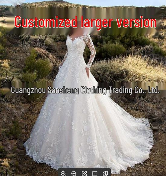2024 Damen Spitzenhochzeitskleid mit floraler Schleppe und elegantem Swing-Abendkleid L von Joom DACH