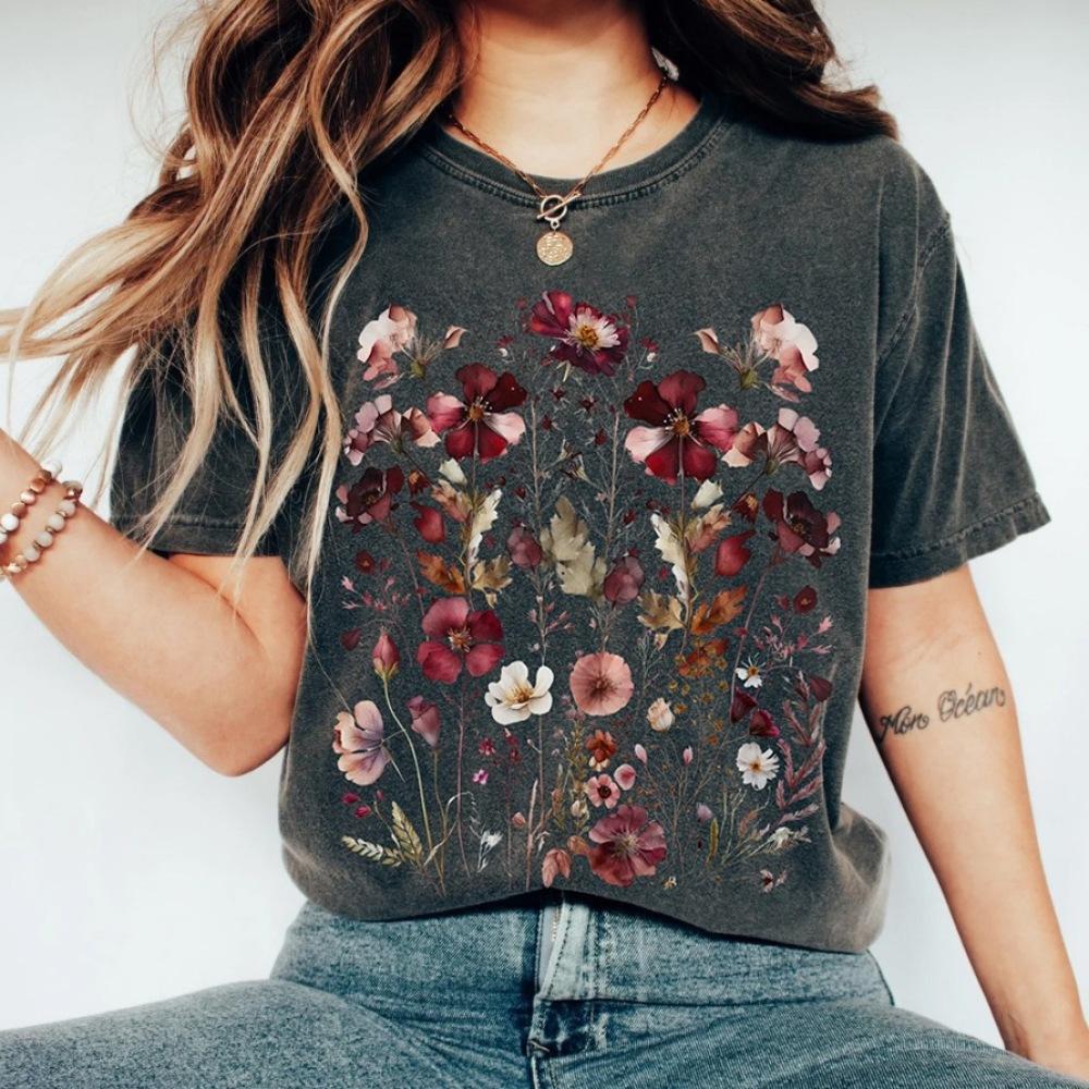 2024 Damen T-Shirts 3D Blumendruck Top Kurzer Pullover Ärmel Sommermode Lässig O-Ausschnitt Übergroßes T-Shirt Weibliche Kleidung M 2024 Damen T-Shirts 3D Blumendruck Top Kurzer Pullover Ärmel Sommermode Lässig O-Ausschnitt Übergroßes T-Shirt Weibliche Kleidung M von Joom DACH