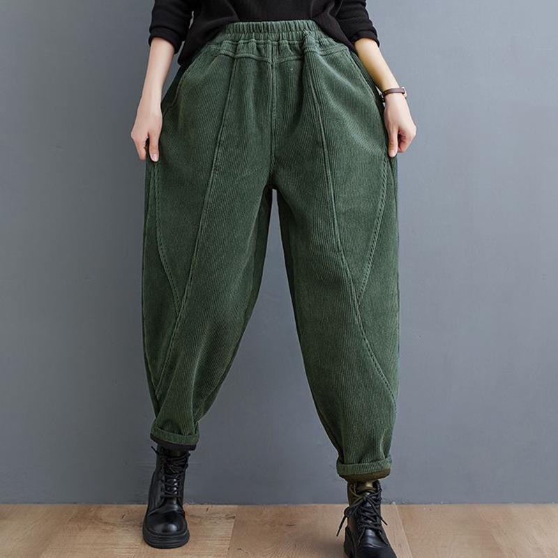 2024 Damen Übergröße Cord Haremshose - Lila, Verdickter Samt, Elastischer Bund, für Frühling, Herbst, Winter. 4XL von Joom DACH