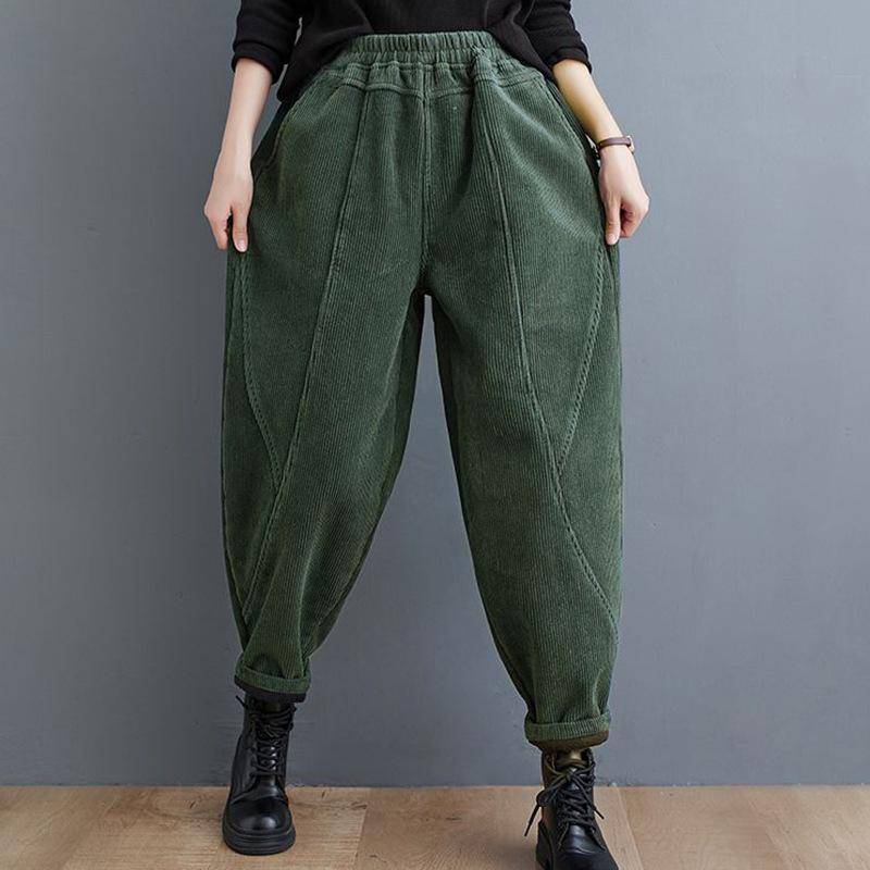 2024 Damen Übergröße Cord Haremshose - Lila, Verdickter Samt, Elastischer Bund, für Frühling, Herbst, Winter. 4XL von Joom DACH