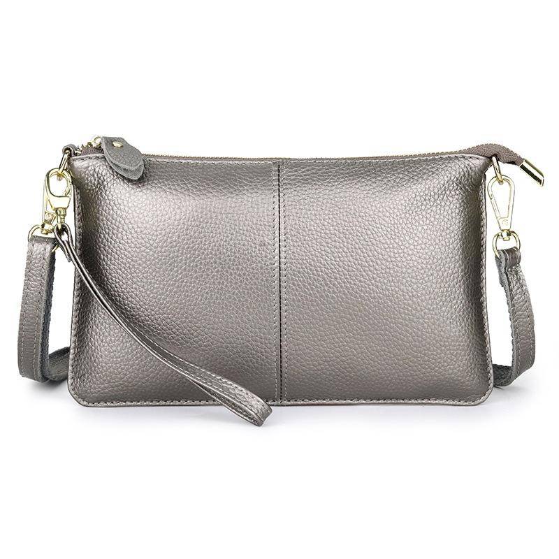 2024 Echtes Leder Kleine Frauen Schulter Taschen Ausgezeichnete Rindsleder Crossbody Messenger Tasche Hohe Kapazität Kupplung Taschen Für Frauen silber von Joom DACH