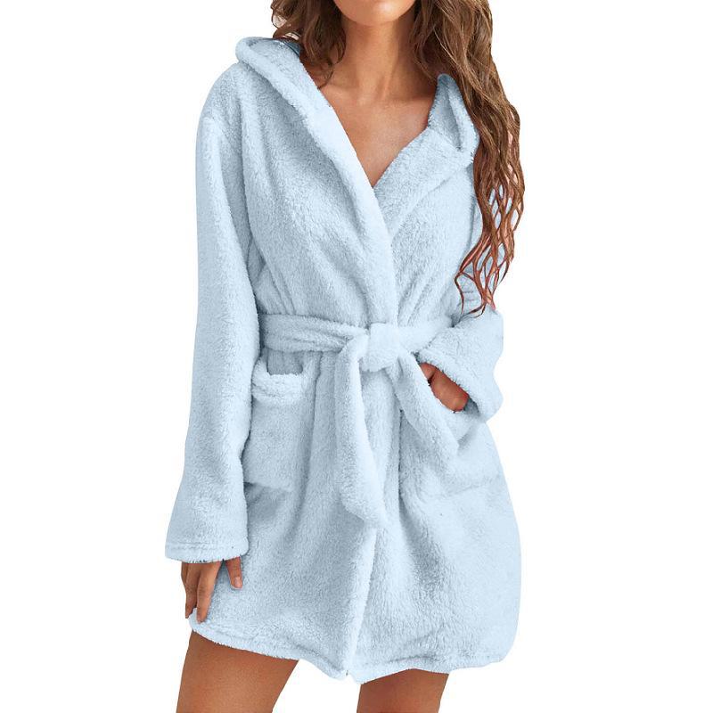 2024 Europa & Amerika Damen Plüsch Kapuzen Pyjama Bademantel - Einfarbig 5XL 2024 Europa & Amerika Damen Plüsch Kapuzen Pyjama Bademantel - Einfarbig 5XL von Joom DACH
