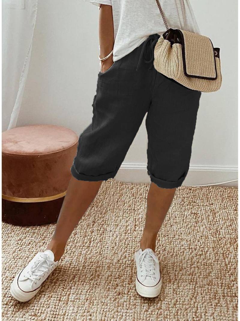 2024 Freizeithosen und Shorts aus Baumwollleinen mit elastischer Tasche für Damen XL schwarz 2024 Freizeithosen und Shorts aus Baumwollleinen mit elastischer Tasche für Damen XL schwarz von Joom DACH