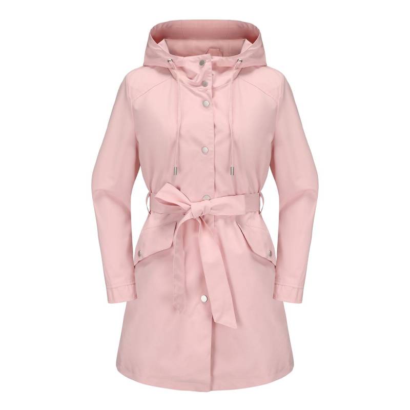 2024 Frühling/Herbst Damen Kapuzen-Trenchcoat mit Gürtel, wasserabweisend – Dünn, lässig, lockere Passform XXL rosa von Joom DACH