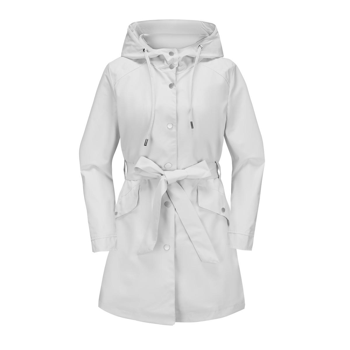 2024 Frühling/Herbst Damen Kapuzen-Trenchcoat mit Gürtel, wasserabweisend – Dünn, lässig, lockere Passform XXL weiß/graue von Joom DACH