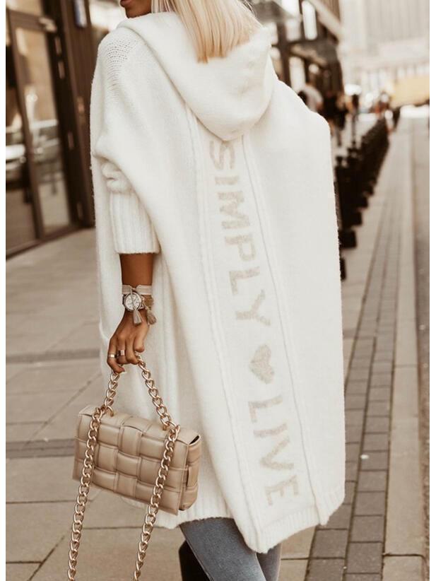 2024 Frühlings-Strickjacke aus Wolle mit Kapuze für Damen 7001 XXXL weiß von Joom DACH