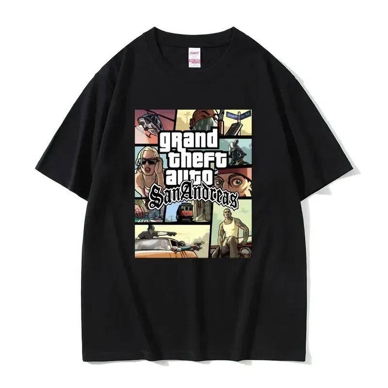 2024 Grand Theft Auto Vice City Druck 100% Baumwolle T-Shirts GTA Spiel Männer Frauen Freizeit T-Shirt Harajuku Unisex Tees Tops Kleidung#Farbe XL schwarz von Joom DACH