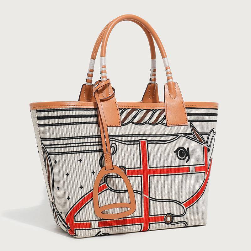 2024 Herbst/Winter All-Match bedruckte Canvas-Tragetasche - modische, strukturierte, handgefertigte Schultertasche für Damen von Joom DACH