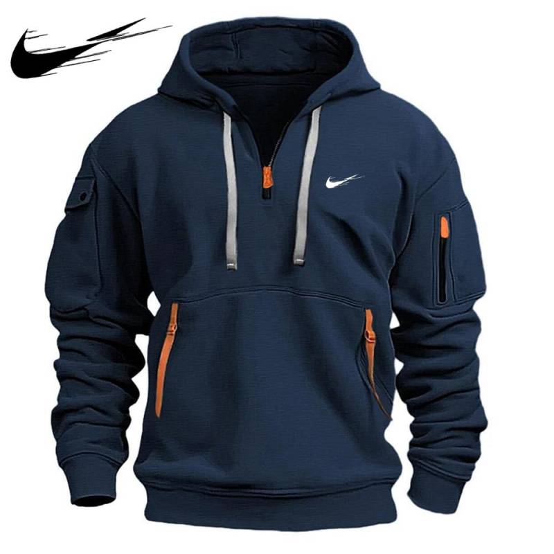 2024 Herbst/Winter Herren Casual Multi Zipper Arm Tasche Hoodie Pullover Große Hoodie L von Joom DACH