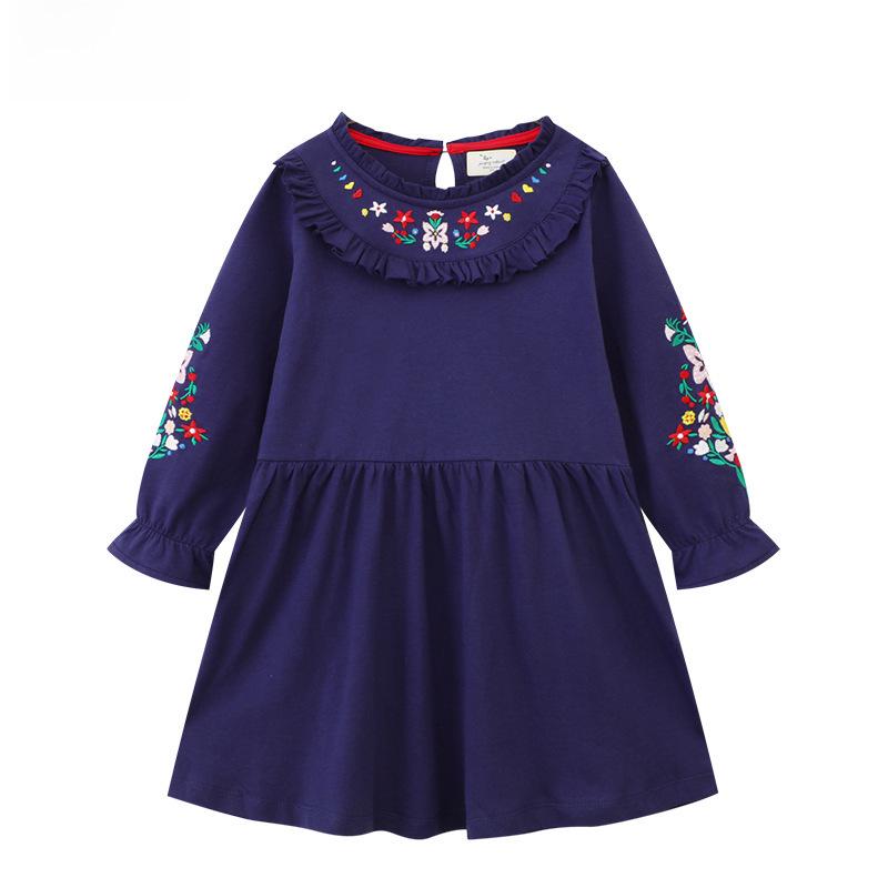 2024 Herbst Europäisches & Amerikanisches Mädchen Strick Langarm Prinzessinnenkleid 5T (Height 100-110cm) von Joom DACH