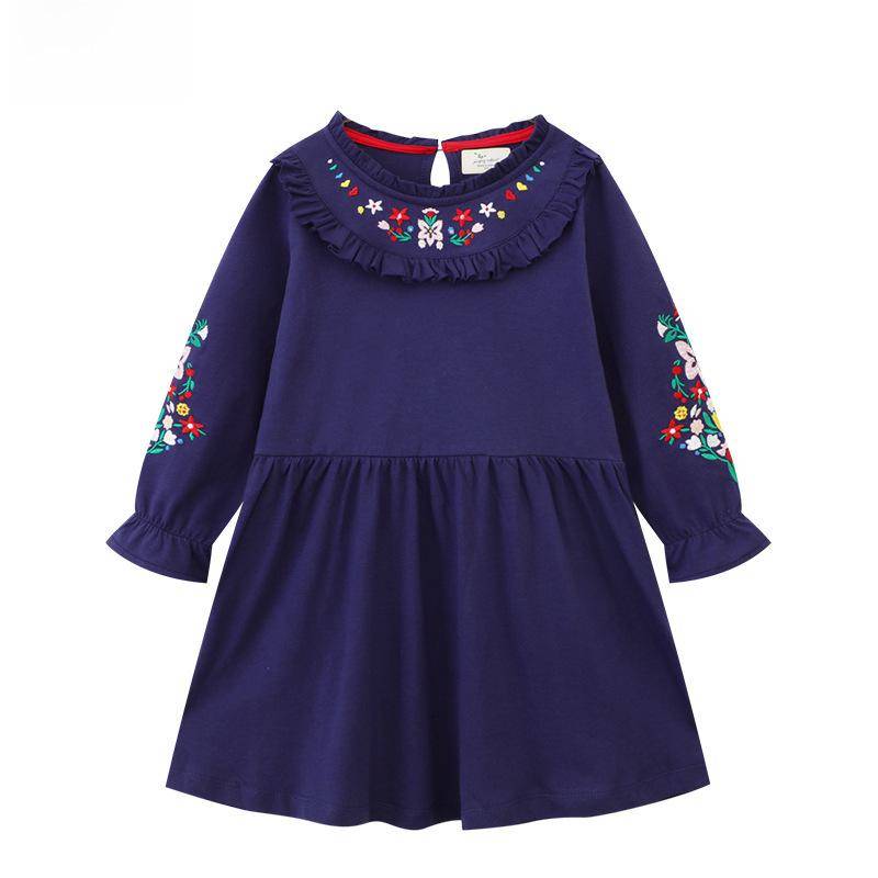 2024 Herbst Europäisches & Amerikanisches Mädchen Strick Langarm Prinzessinnenkleid 5T (Height 100-110cm) von Joom DACH