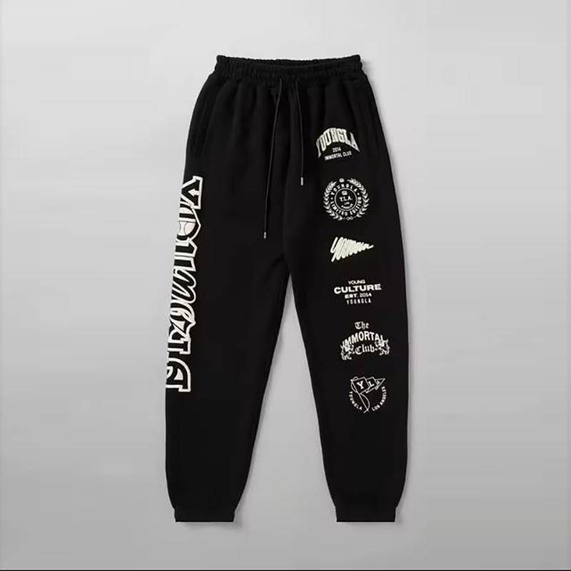 2024 Herbst Herren Einfarbig Elastische Taille Bequeme Freizeithose, Jogginghose, Sporthose 4XL schwarz von Joom DACH