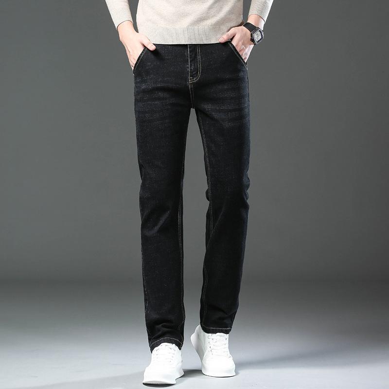 2024 Herbst und Winter Neue Jeans Herren Business Straight Tube Lose Elastische Hose Trend Vielseitige Freizeithose 30 schwarz von Joom DACH