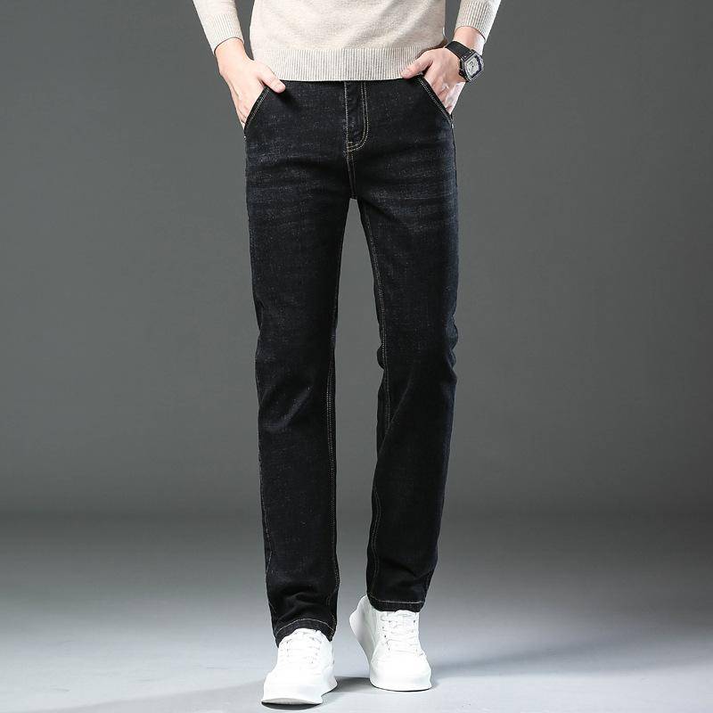 2024 Herbst und Winter Neue Jeans Herren Business Straight Tube Lose Elastische Hose Trend Vielseitige Freizeithose 30 schwarz von Joom DACH