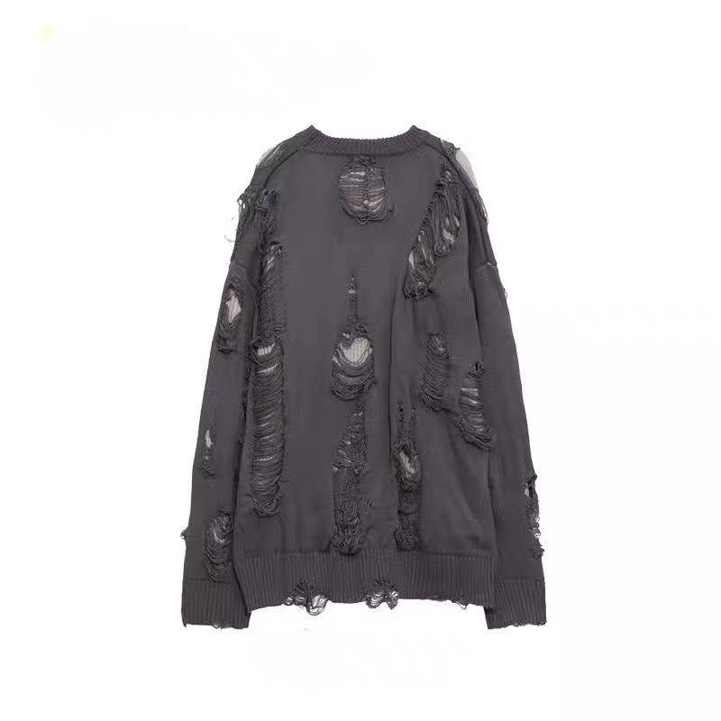 2024 Herren American-Style Oversized Ripped Zweiteiler-Look Pullover, Lockere Passform, Langärmlig, Gestrickt, für Frühling/Herbst. XXXL von Joom DACH