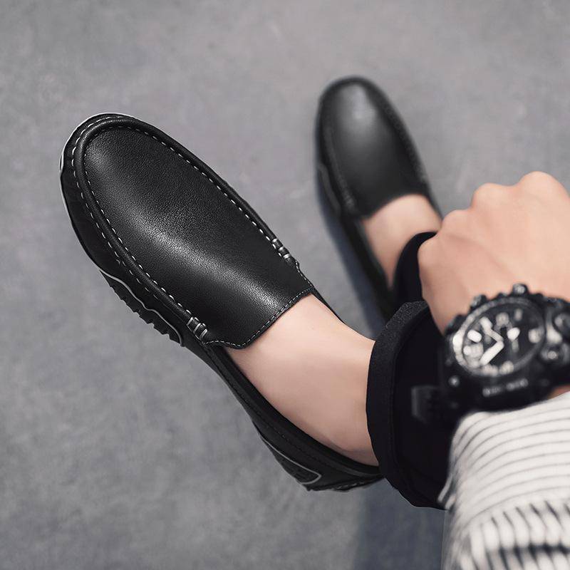 2024 Herren Freizeitschuhe Echtes Leder Loafer für Männer Mokassins Atmungsaktive Slip-on-Fahrschuhe Plus Größe 38-48 Mocasines Hombre 48 schwarz von Joom DACH
