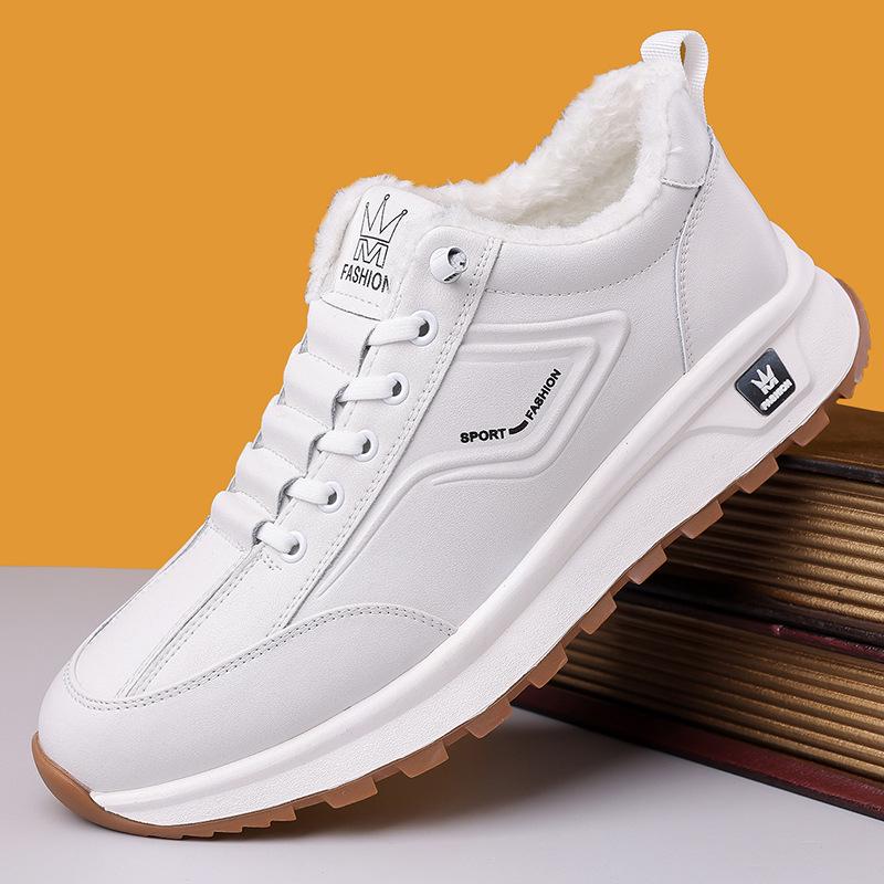 2024 Herren Freizeitschuhe aus Leder - Frühling/Herbst, Jugendtrend, Dicke Sohle, All-Match-Weiß, Style 9575 Size 42 von Joom DACH