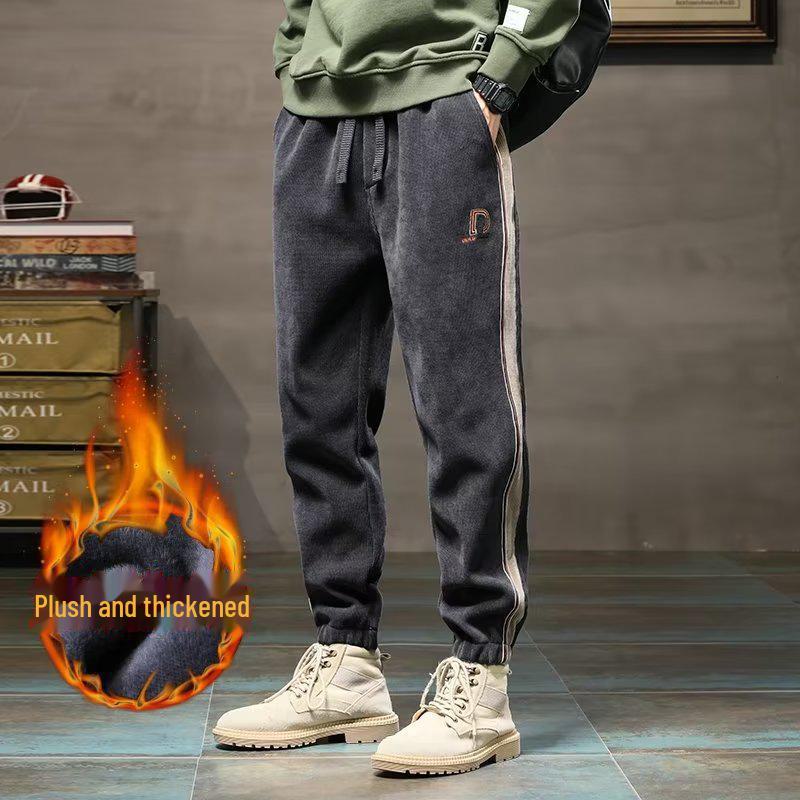 2024 Herren Herbst/Winter Cord-Sweathose - Verdickter Samt, Lockere Passform, Sportlich, Bündchen 5XL von Joom DACH