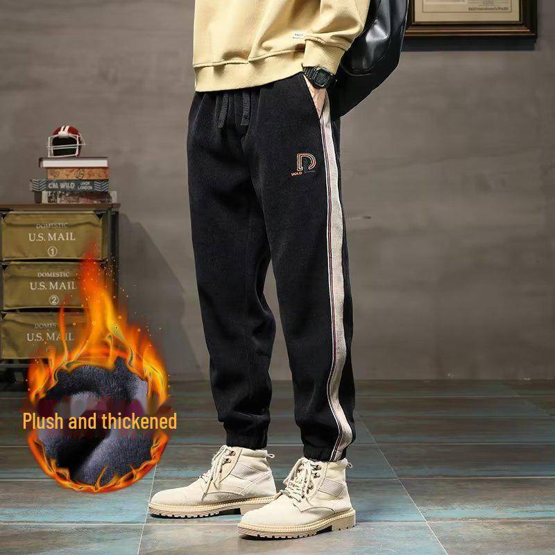 2024 Herren Herbst/Winter Cord-Sweathose - Verdickter Samt, Lockere Passform, Sportlich, Bündchen 5XL von Joom DACH