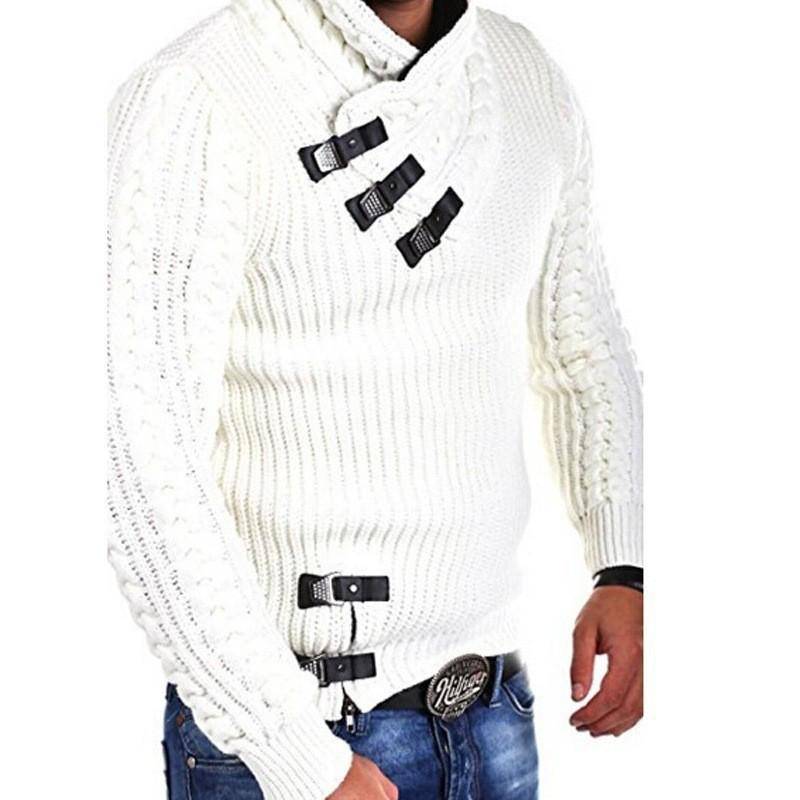 2024 Herren Herbst/Winter High Neck Slim Strickpullover L weiß von Joom DACH