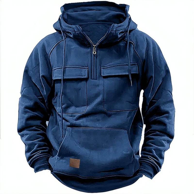 2024 Herren-Kapuzenpullover mit mehreren Taschen und Reißverschluss – Lässiges Sport-Sweatshirt für Frühling/Herbst S dunkelgraue von Joom DACH