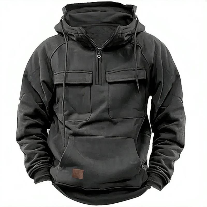 2024 Herren-Kapuzenpullover mit mehreren Taschen und Reißverschluss – Lässiges Sport-Sweatshirt für Frühling/Herbst XL dunkelgraue von Joom DACH