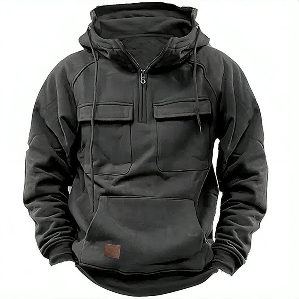 2024 Herren-Kapuzenpullover mit mehreren Taschen und Reißverschluss – Lässiges Sport-Sweatshirt für Frühling/Herbst XXL dunkelgraue von Joom DACH