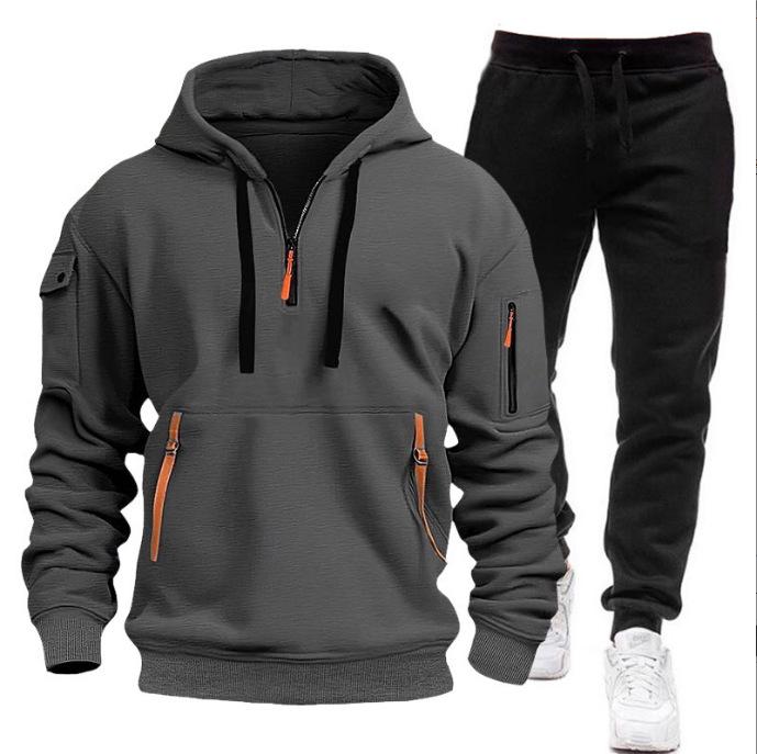 2024 Herren Multi-Taschen Herbst/Winter Sport-Hoodie & Sweatshirt-Set M dunkelgraue von Joom DACH