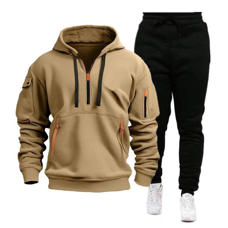 2024 Herren Multi-Taschen Herbst/Winter Sport-Hoodie & Sweatshirt-Set S kamelfarben von Joom DACH