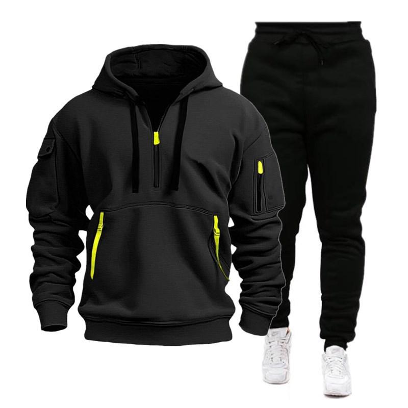 2024 Herren Multi-Taschen Herbst/Winter Sport-Hoodie & Sweatshirt-Set XXL schwarz von Joom DACH