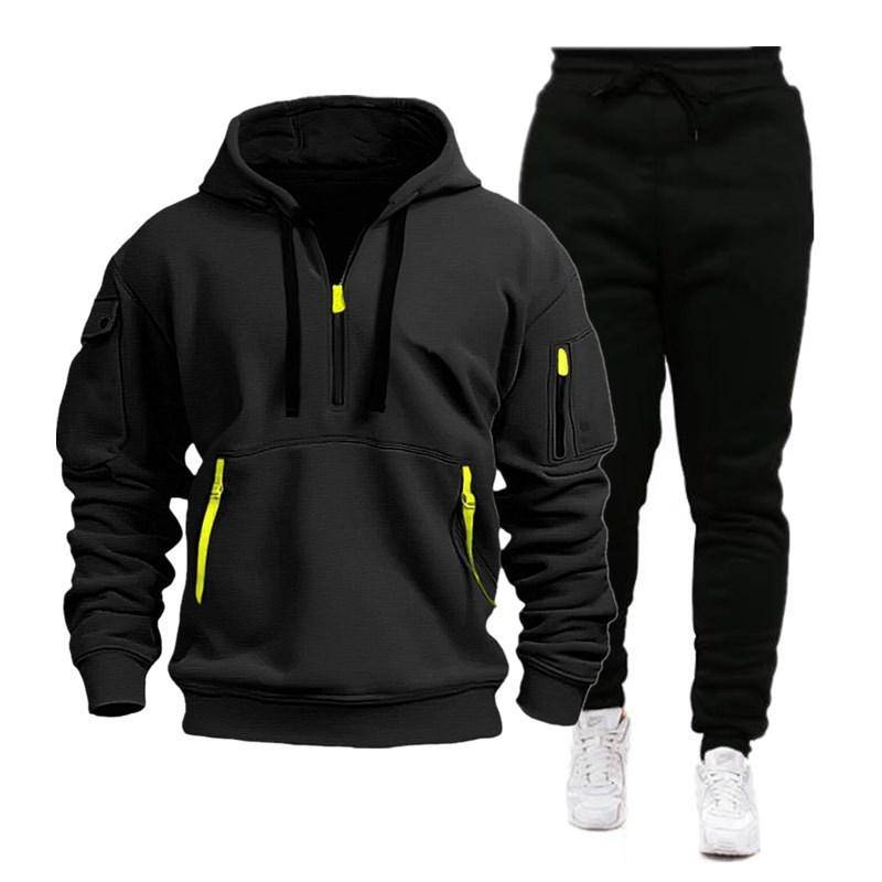 2024 Herren Multi-Taschen Herbst/Winter Sport-Hoodie & Sweatshirt-Set XXL schwarz von Joom DACH