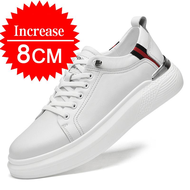 2024 Herren-Sneaker aus echtem Leder, Aufzugsschuhe, unsichtbar, atmungsaktiv, Erhöhungsschuhe, 8/10 cm, lässige Mode-Sneaker für Herren 40 von Joom DACH