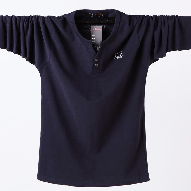 2024 Herren Übergröße V-Ausschnitt Lässig Langarm Baumwoll-T-Shirt 6XL von Joom DACH