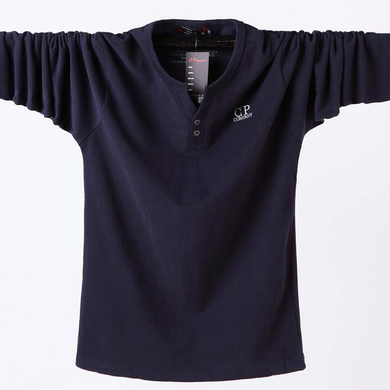 2024 Herren Übergröße V-Ausschnitt Lässig Langarm Baumwoll-T-Shirt 6XL von Joom DACH