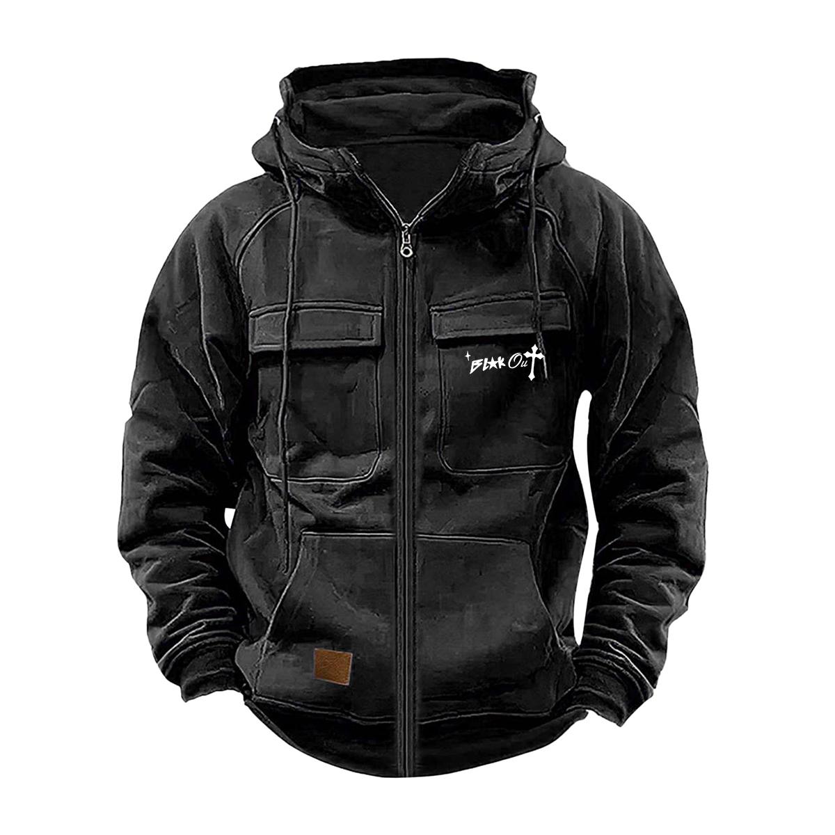 2024 Herren Winter Warm Fleece Reißverschluss Up Hoodies Sweatshirt Casual Winter Kapuzenmäntel L schwarz von Joom DACH
