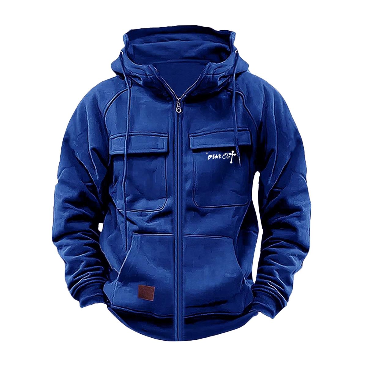 2024 Herren Winter Warm Fleece Reißverschluss Up Hoodies Sweatshirt Casual Winter Kapuzenmäntel XXL blau von Joom DACH