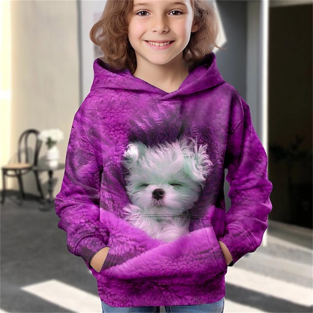 2024 Kinderkleidung Katzen Hoodies Pullover Oberbekleidung Mädchenkleidung 2 bis 8 Jahre Frühlingsmode 3D-Druck Kinder Langarmshirts 140 von Joom DACH