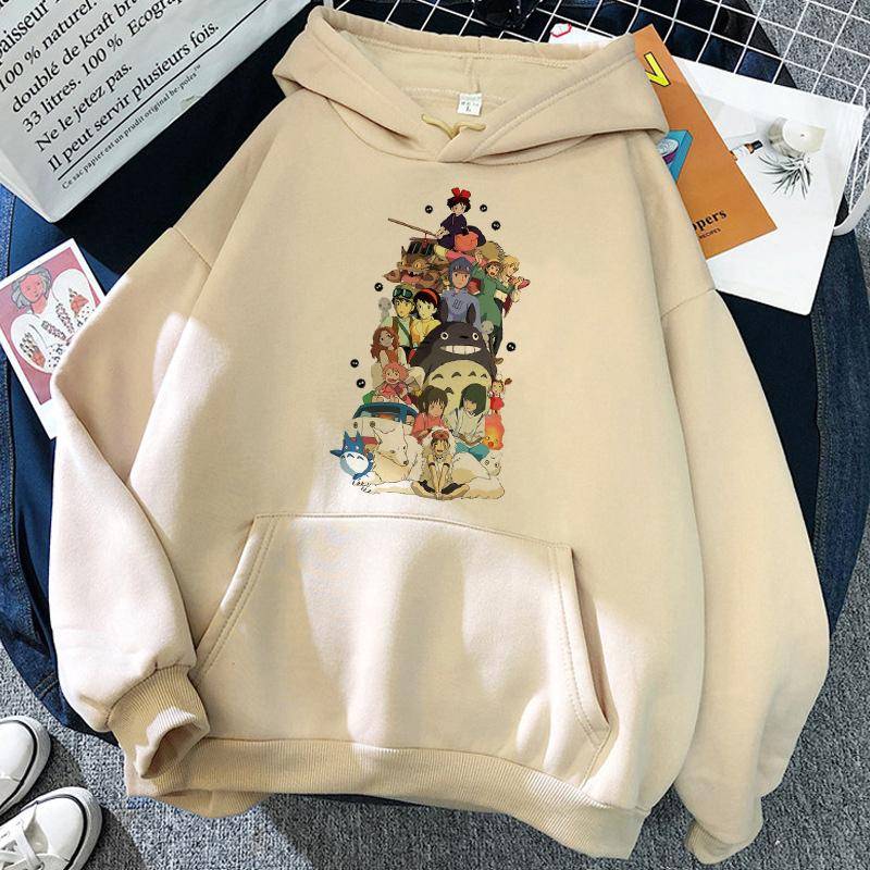 2024 Langarmshirt für Herren und Damen Studio Ghibli Totoro Japanischer Anime Lustiger Cartoon Hoodie Damen Chihiros Reise ins Zauberland Miyazaki Hayao Sweatshirt 90er XL von Joom DACH